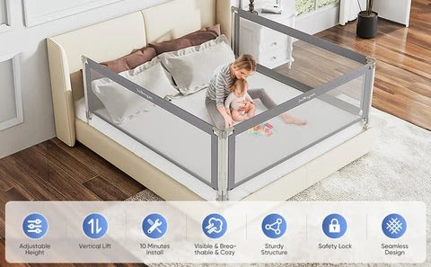 Baby Bed Rail Guard – Adjustable Safety Barrier for Toddlers and Kids