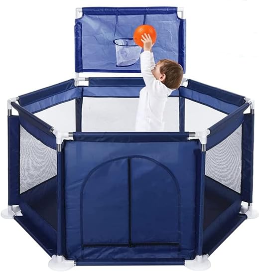 Foldable Baby Playpen with Basketball Hoop