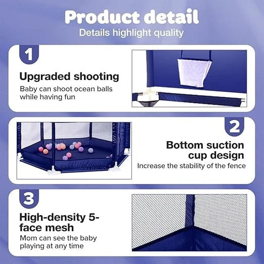 Foldable Baby Playpen with Basketball Hoop