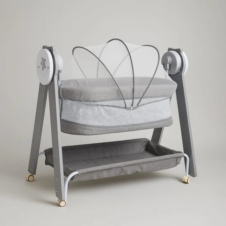 Baby Bedside Bassinet with Rocking Stand and Storage Shelf