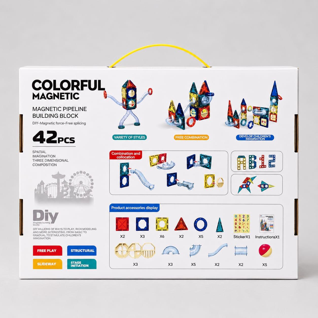 Colorful Magnetic Building Blocks STEM Construction Set