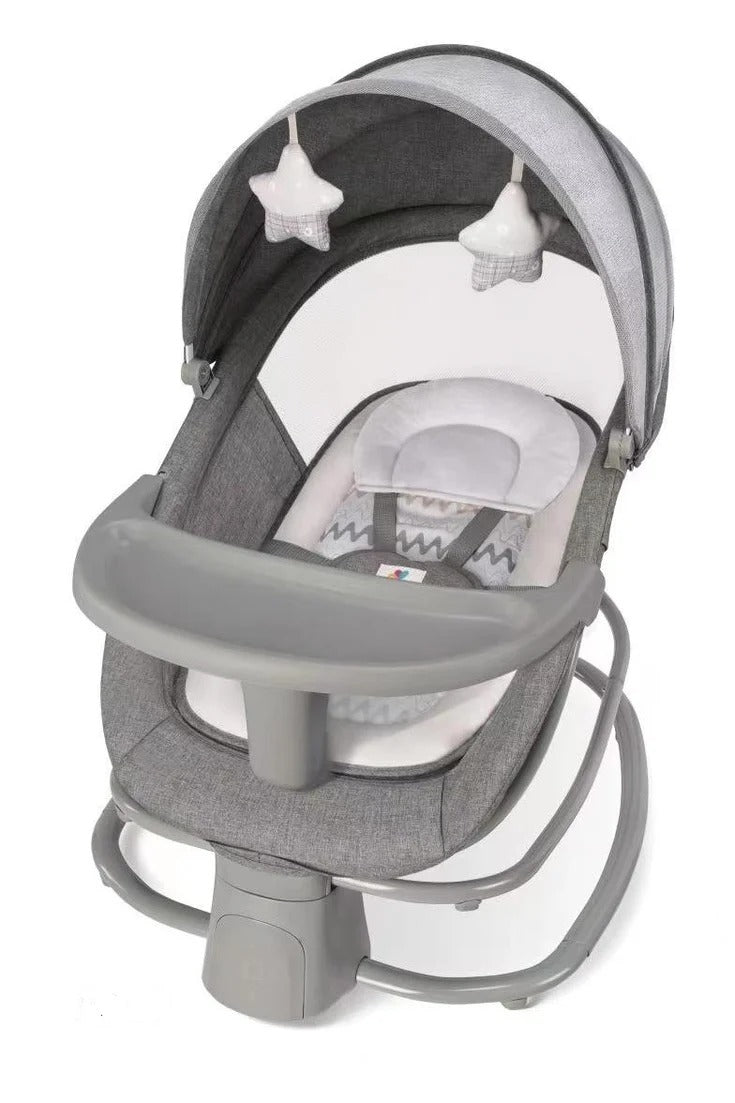 Multifunctional Baby Rocker with Feeding Tray and Canopy